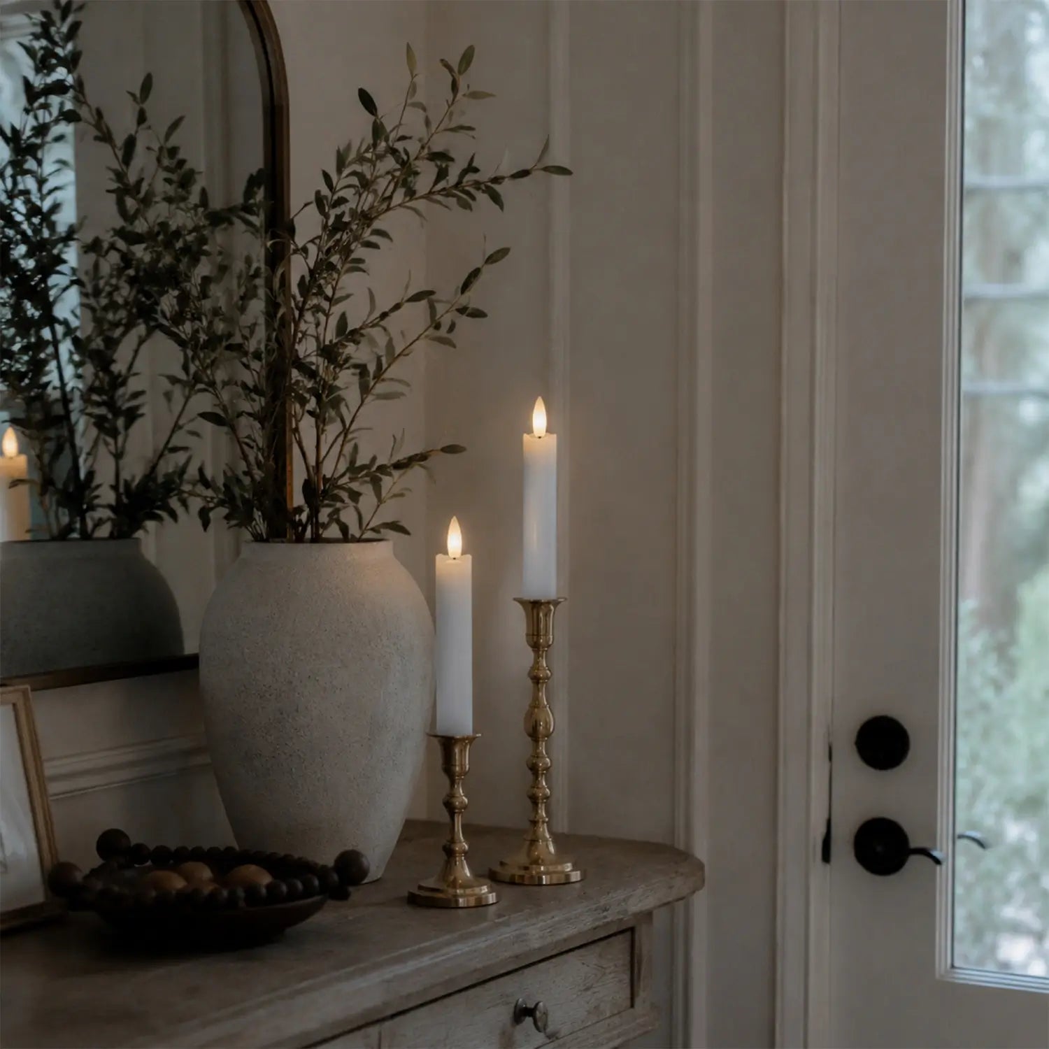 Wave Flameless Taper Candles 6.3"