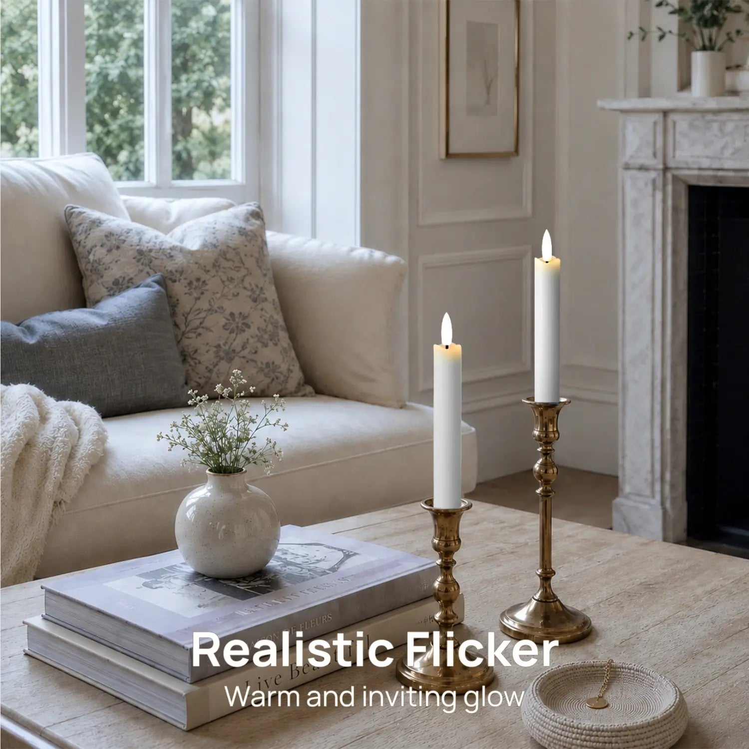 Wave Flameless Taper Candles 6.3"