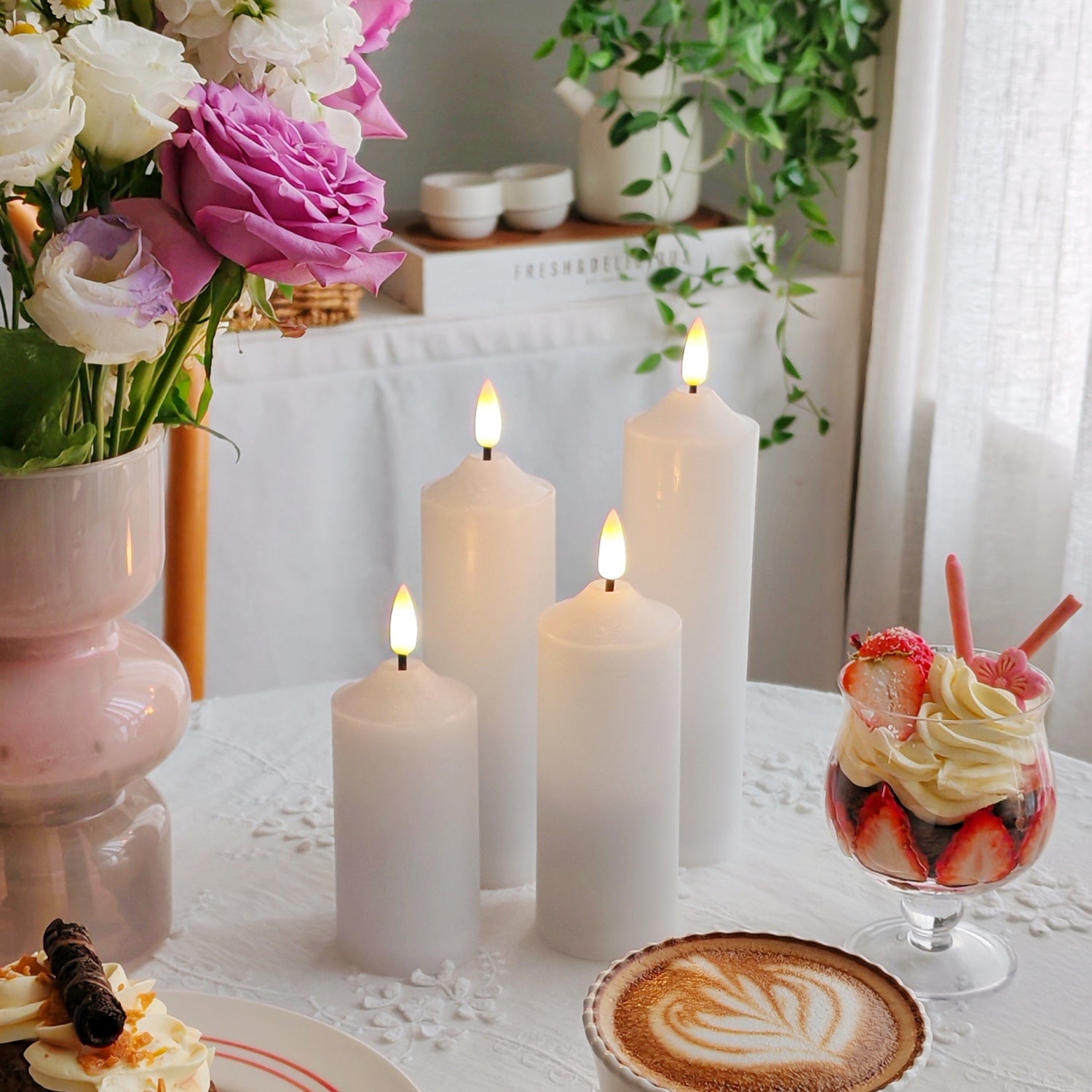 Dome Slim Pillar Candles – Set of 4