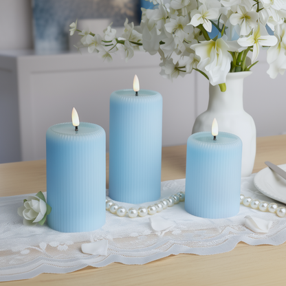 Fluted Pillar Candles – Set of 3