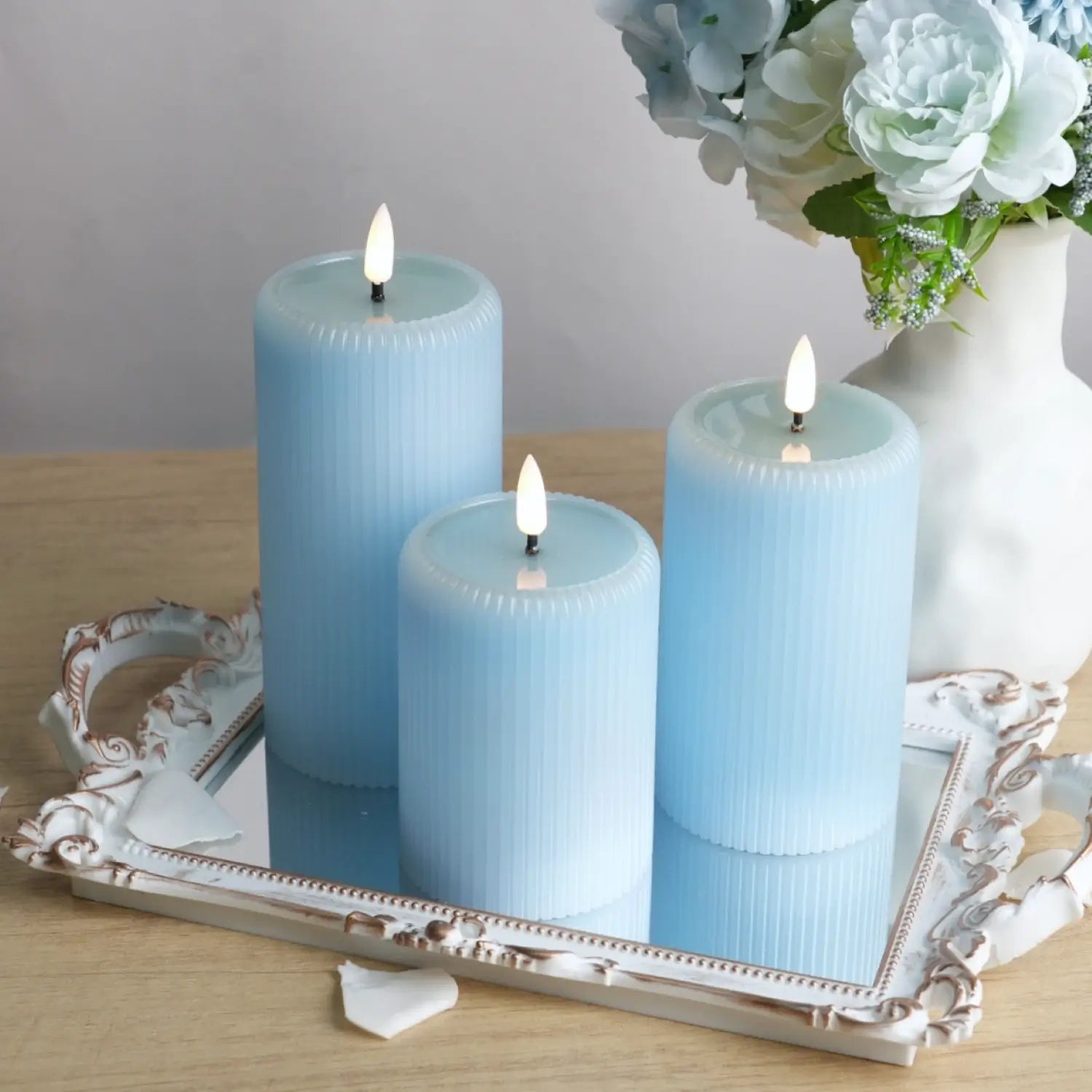 Fluted Pillar Candles – Set of 3