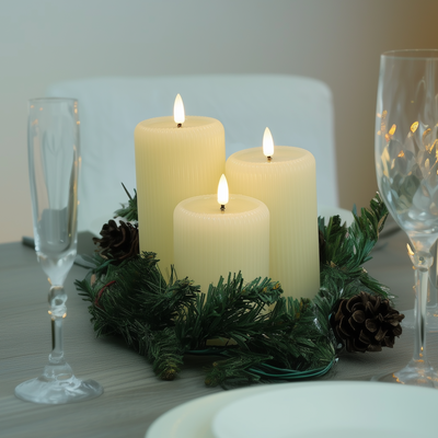 Fluted Pillar Candles – Set of 3