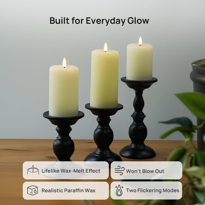 Fluted Pillar Candles, Set of 3