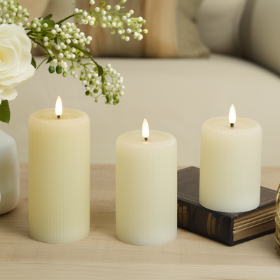 Fluted Pillar Candles – Set of 3