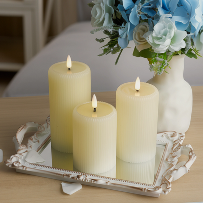 Fluted Pillar Candles – Set of 3