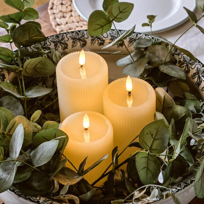 Fluted Pillar Candles – Set of 3