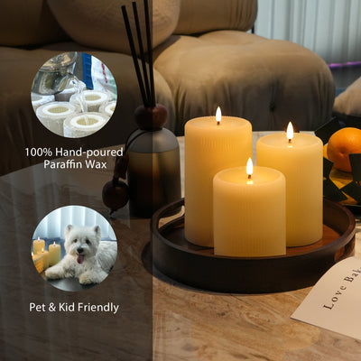 Fluted Pillar Candles – Set of 3