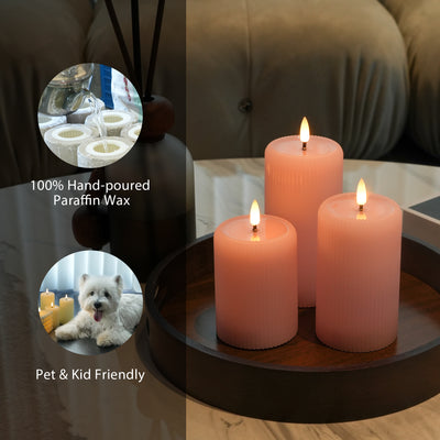 Fluted Pillar Candles – Set of 3