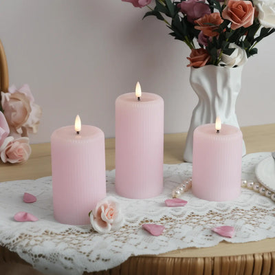 Fluted Pillar Candles – Set of 3