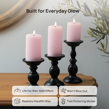 Fluted Pillar Candles, Set of 3
