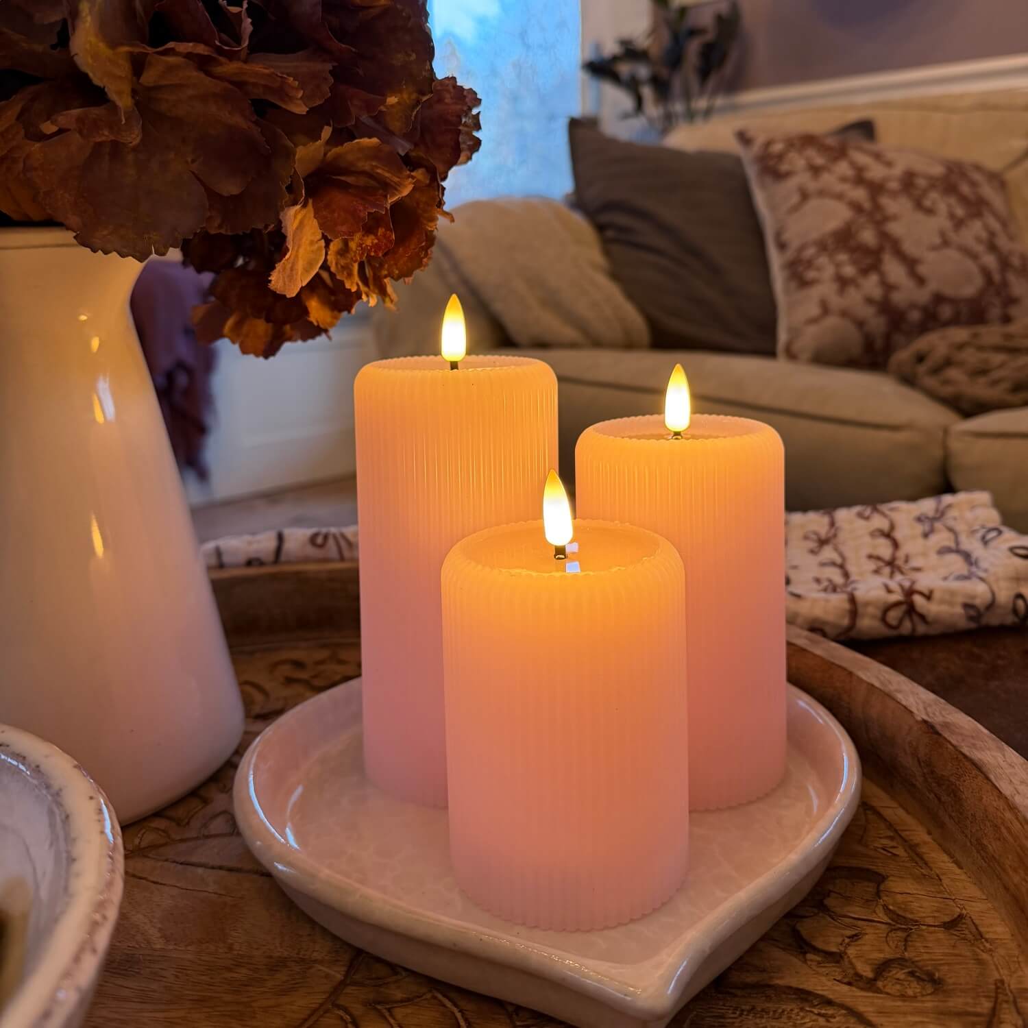Fluted Pillar Candles – Set of 3