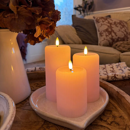 Fluted Pillar Candles – Set of 3