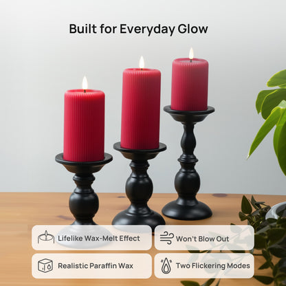 Fluted Pillar Candles, Set of 3