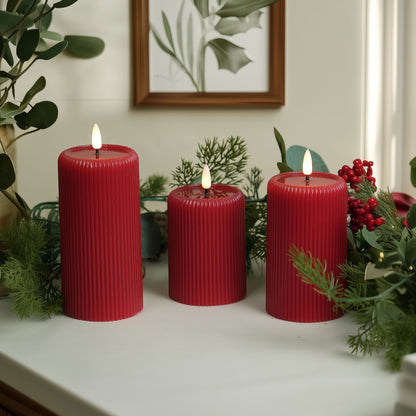 Fluted Pillar Candles, Set of 3