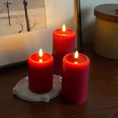 Fluted Pillar Candles – Set of 3