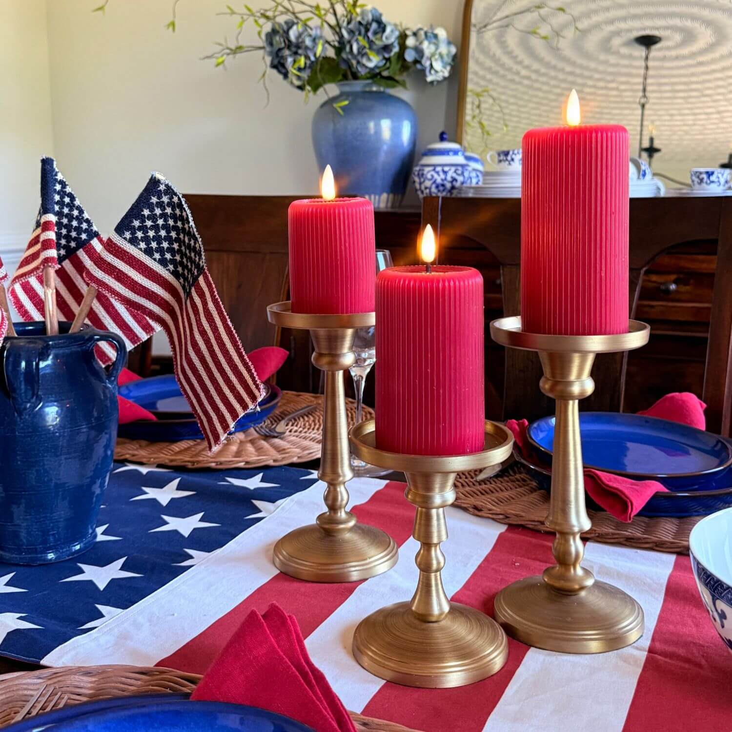 3"W Fluted Flameless Pillar Candles – Set 3