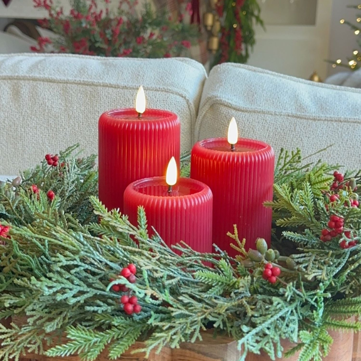 Fluted Pillar Candles – Set of 3