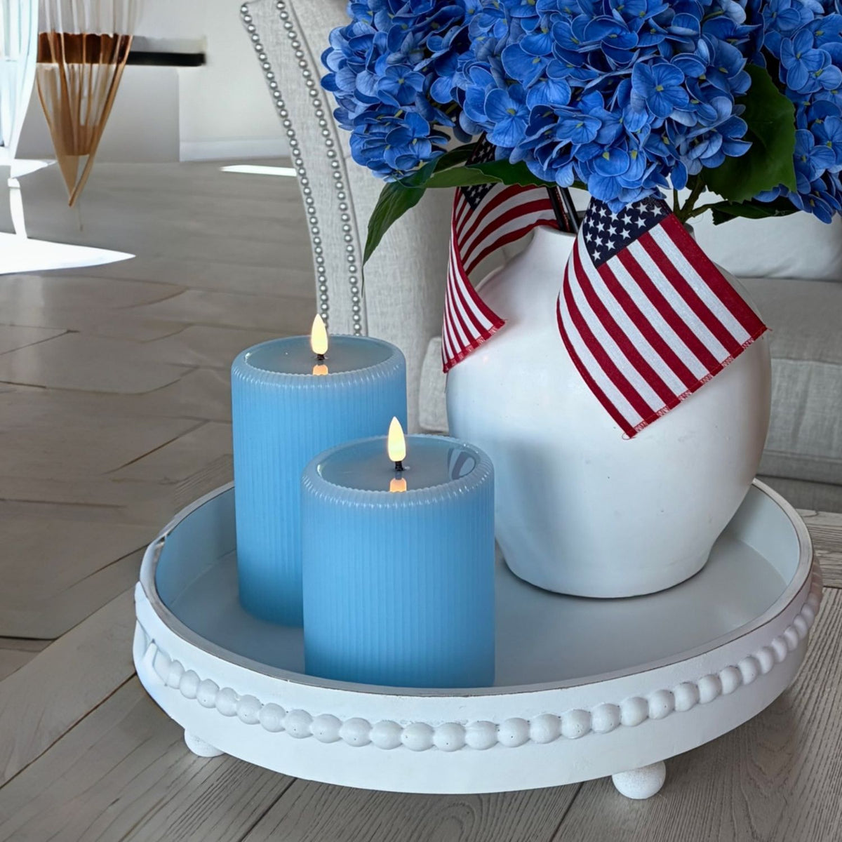 4"W Fluted Flameless Pillars – Set 2