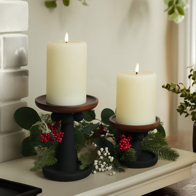 Ivory Fluted Pillars 4" W – Set of 2
