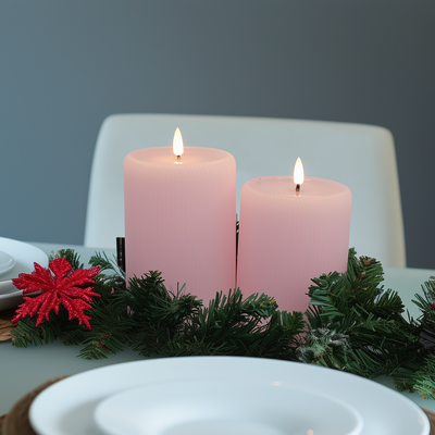 Pink Fluted Pillars 4" W – Set of 2