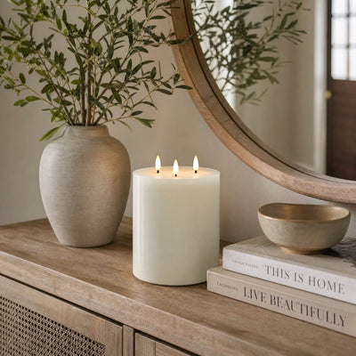 6 Inch 3 Wick Flameless Pillar Candle