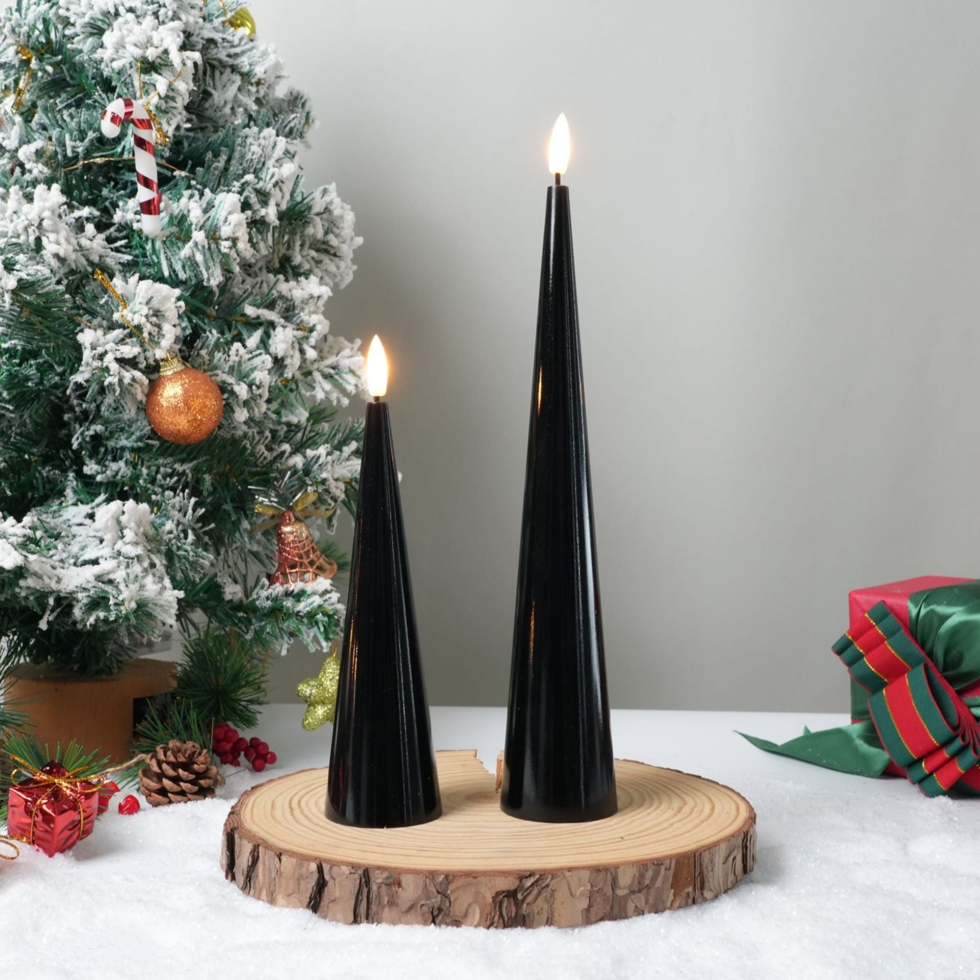 Shiny Cone Candles, Set of 2