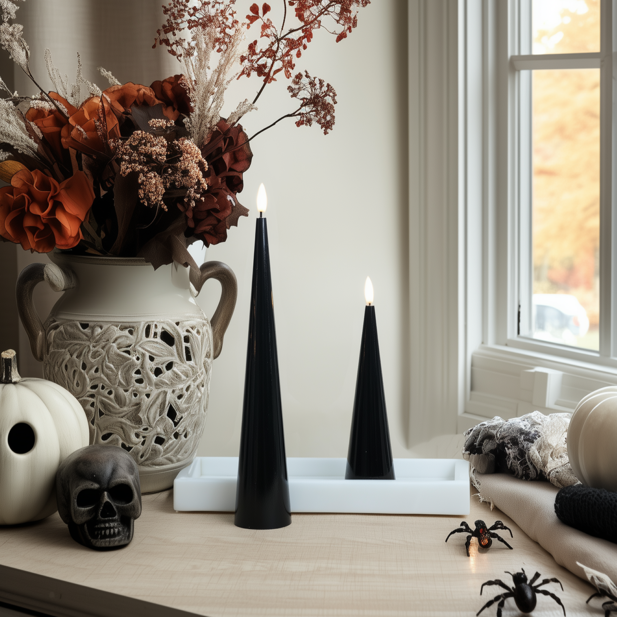 Shiny Cone Candles, Set of 2