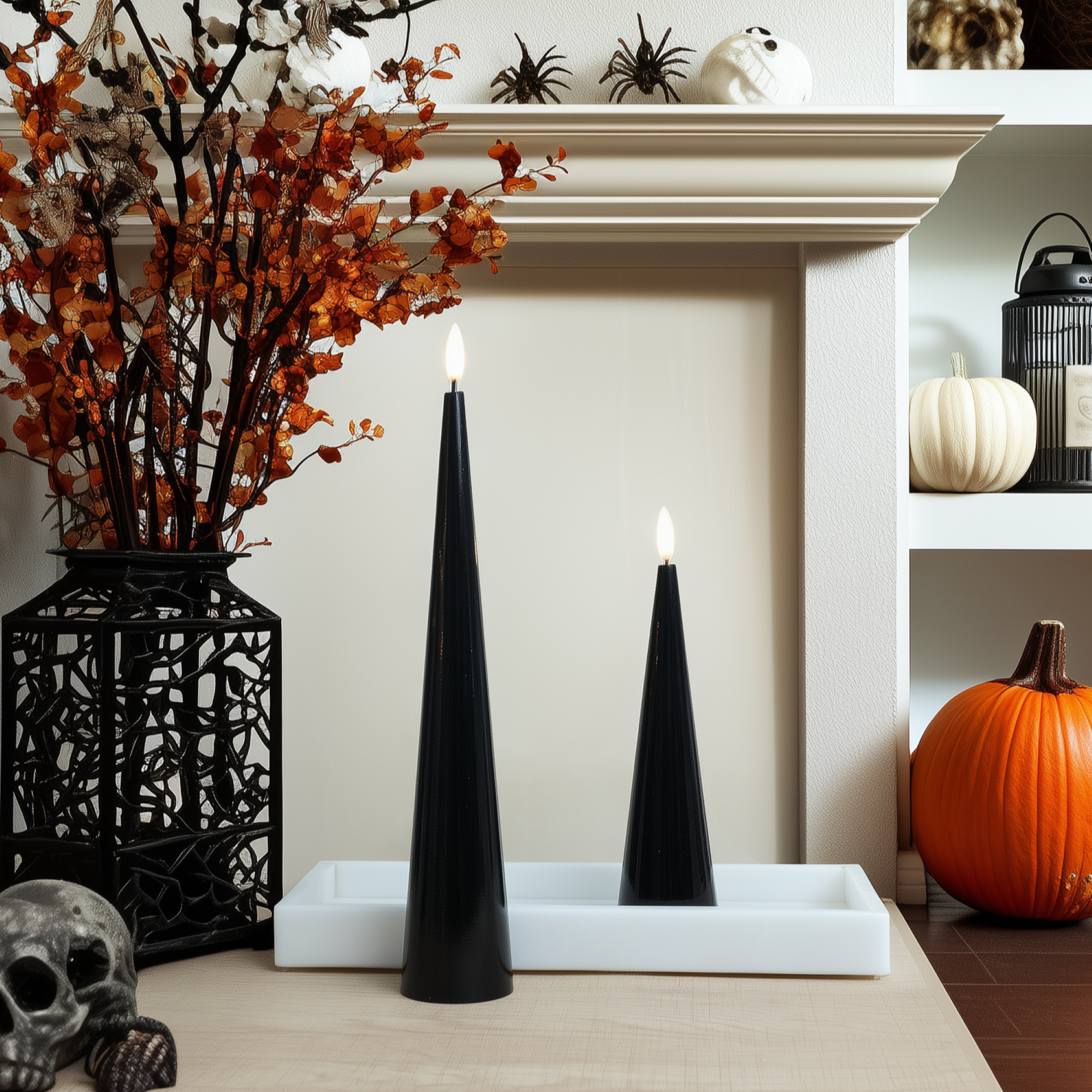Shiny Cone Candles, Set of 2