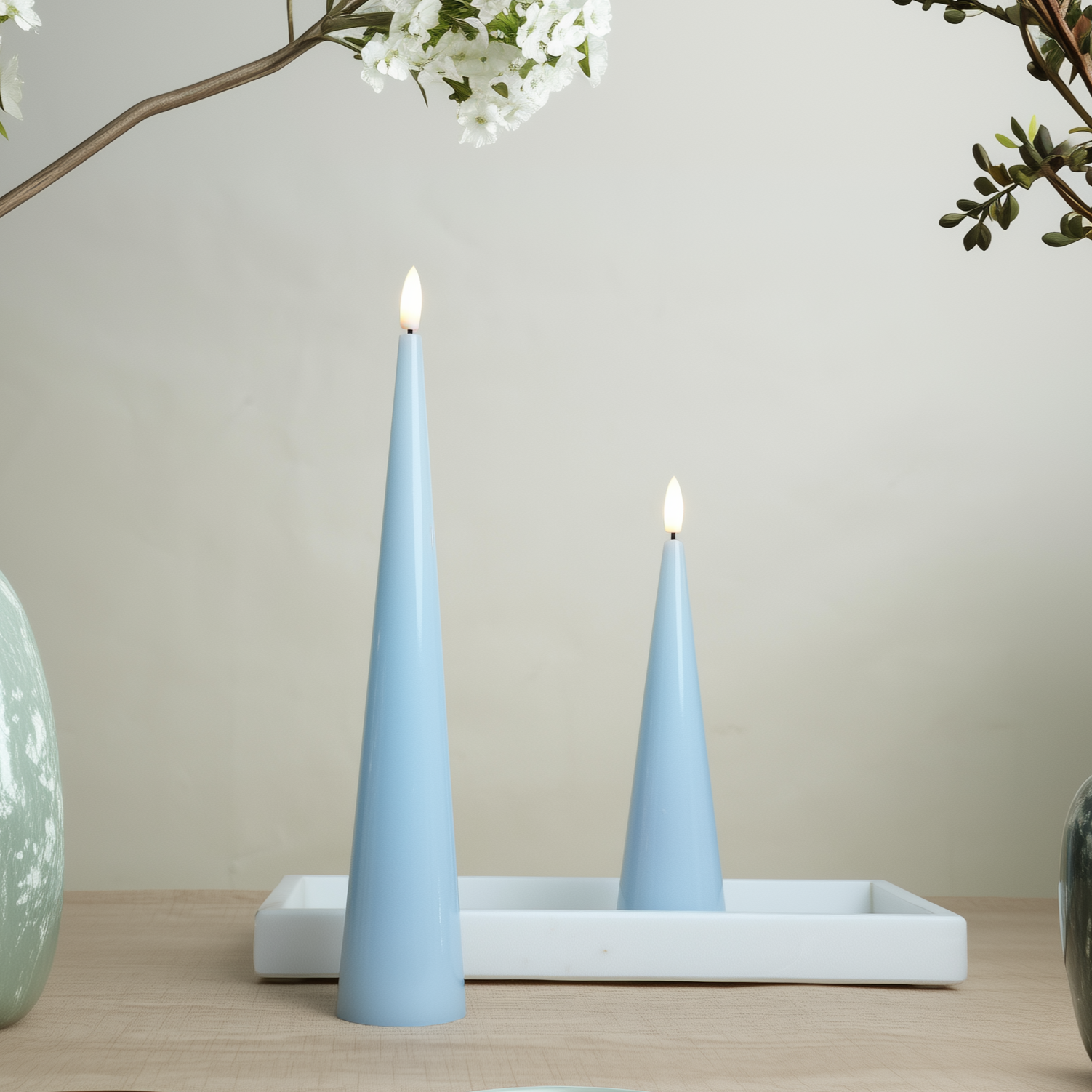 Shiny Cone Candles, Set of 2