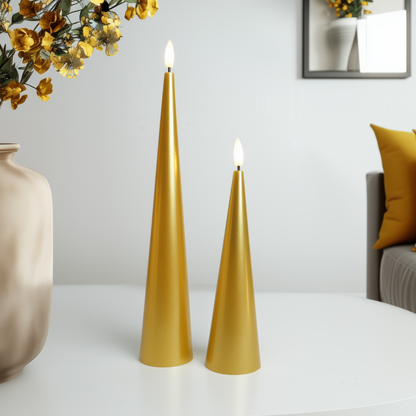 Shiny Cone Candles, Set of 2