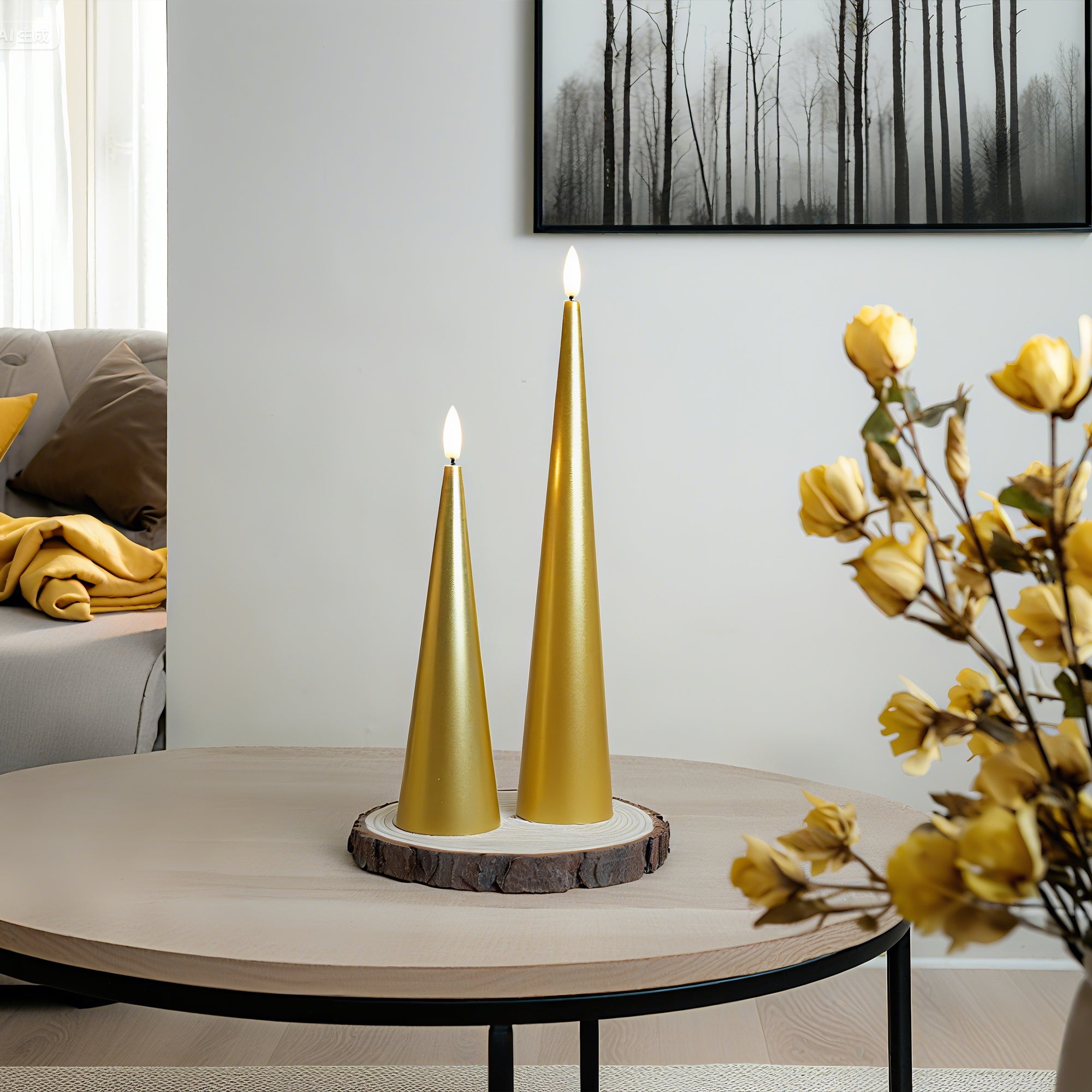 Shiny Cone Candles, Set of 2