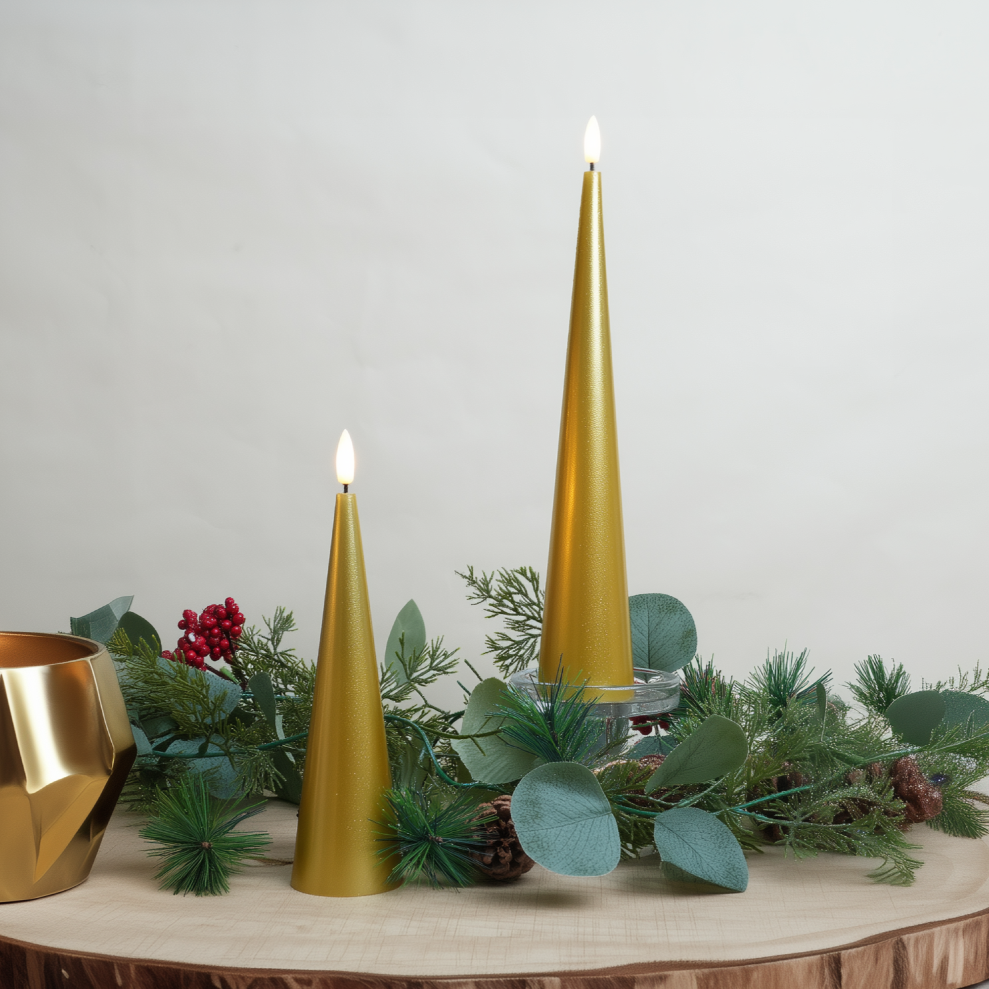 Shiny Cone Candles, Set of 2