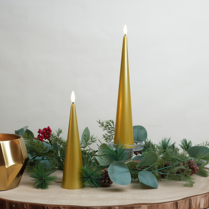 Shiny Cone Candles, Set of 2