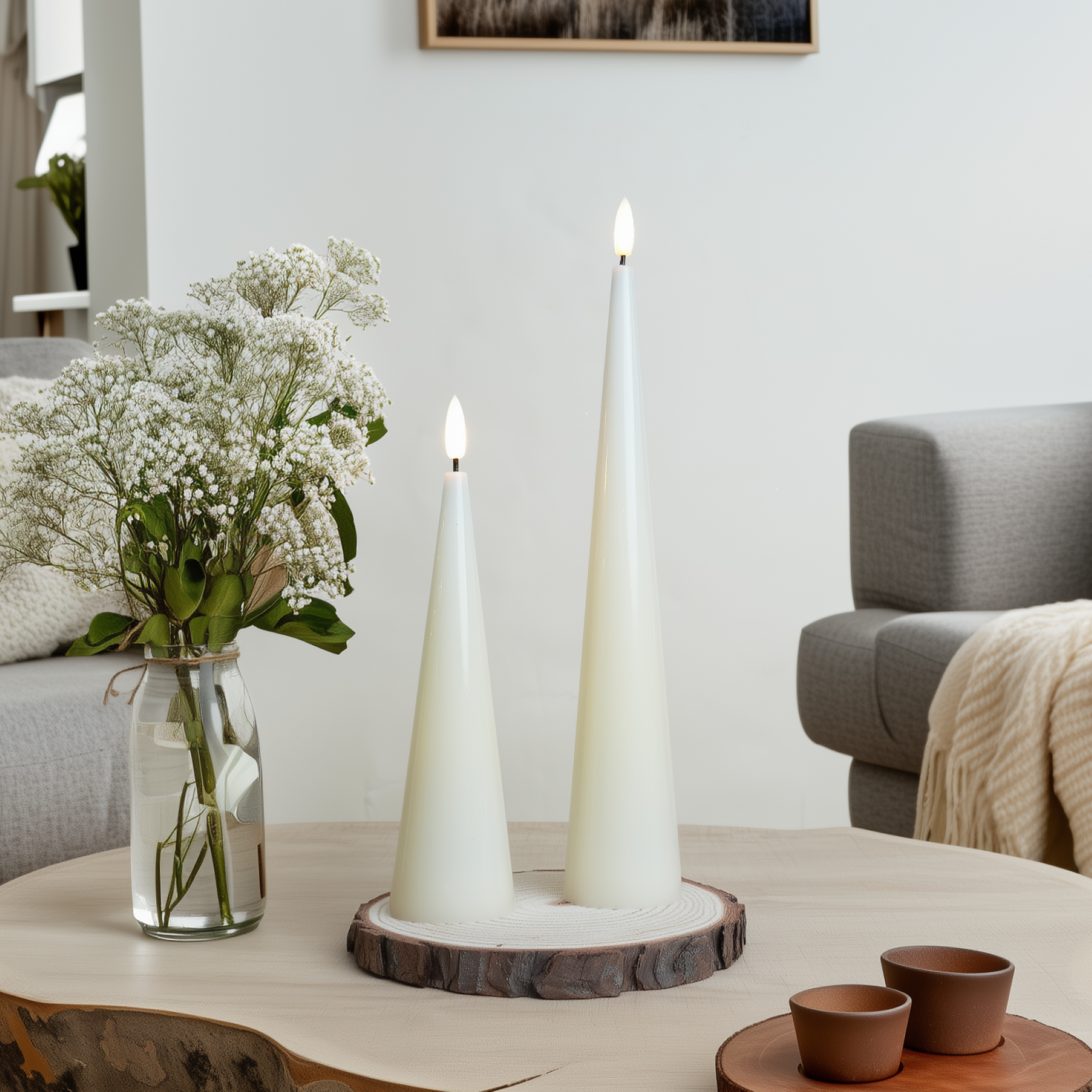 Shiny Cone Candles, Set of 2