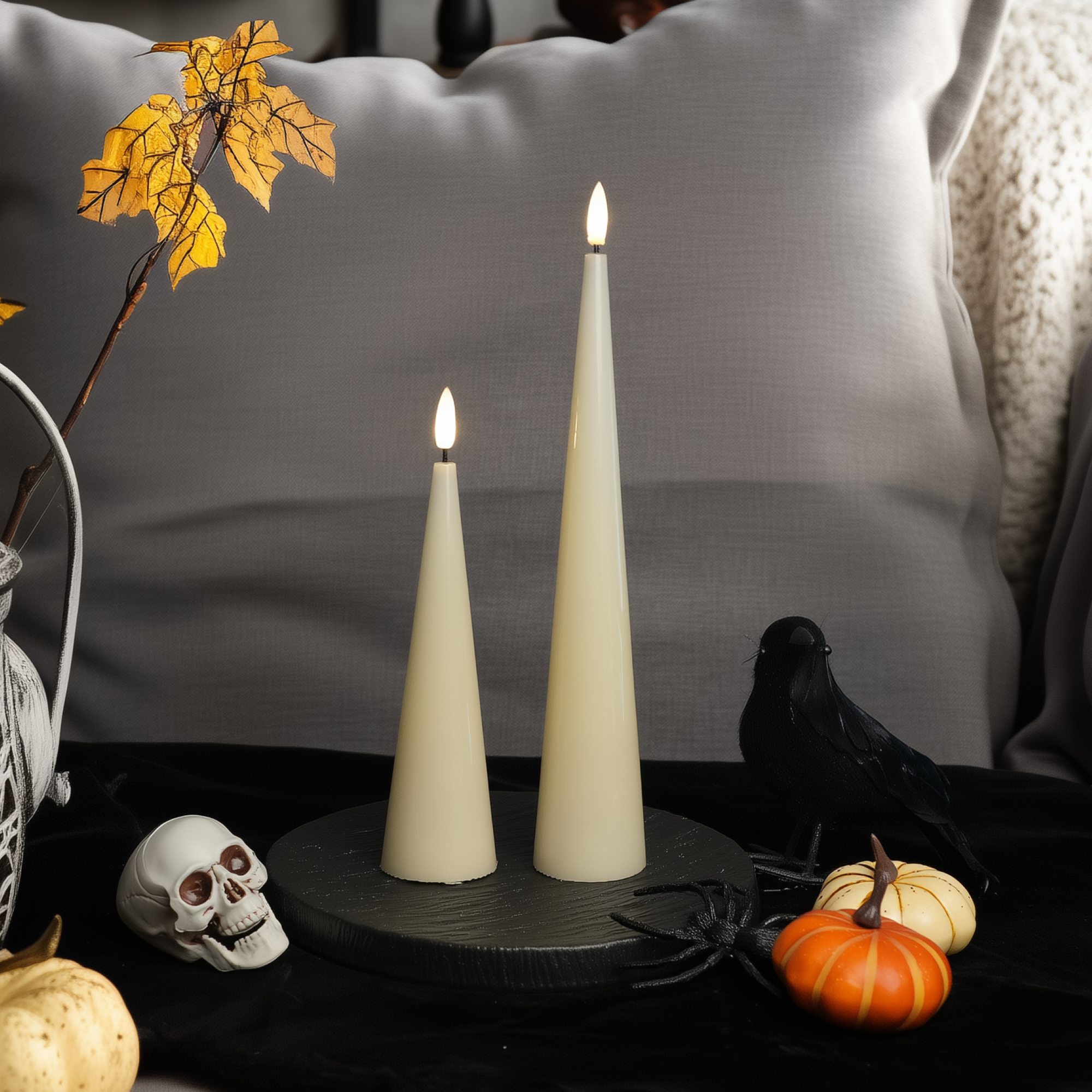 Shiny Cone Candles, Set of 2