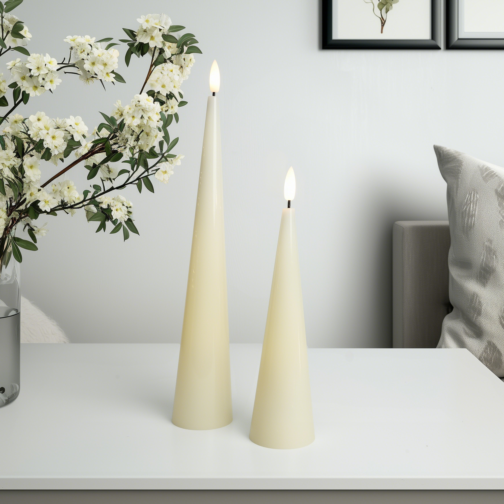 Shiny Cone Candles, Set of 2