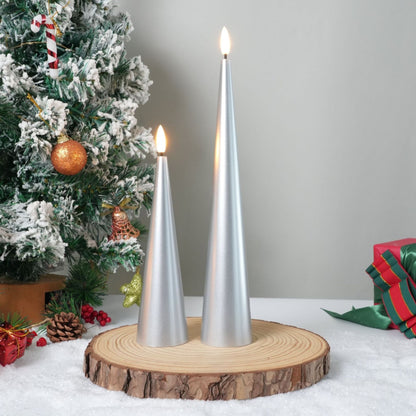 Shiny Cone Candles, Set of 2