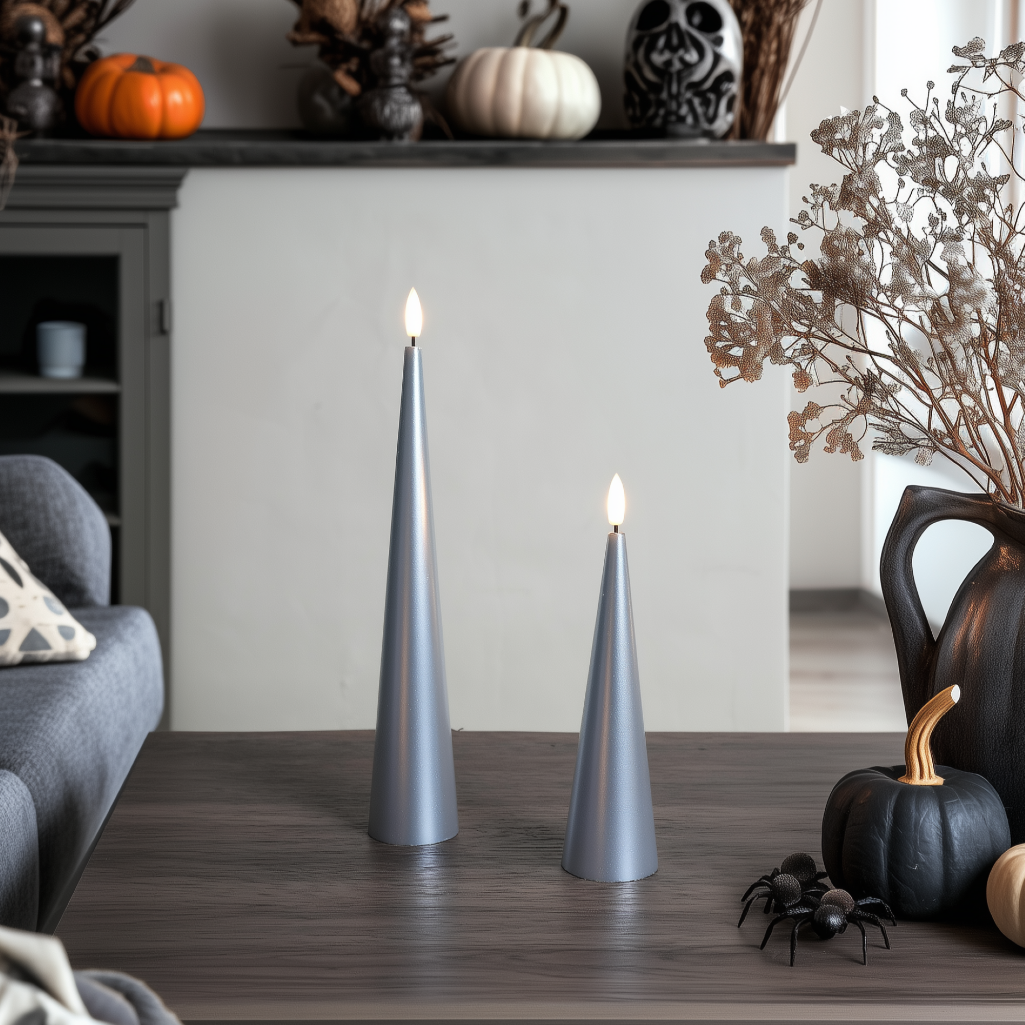 Shiny Cone Candles, Set of 2