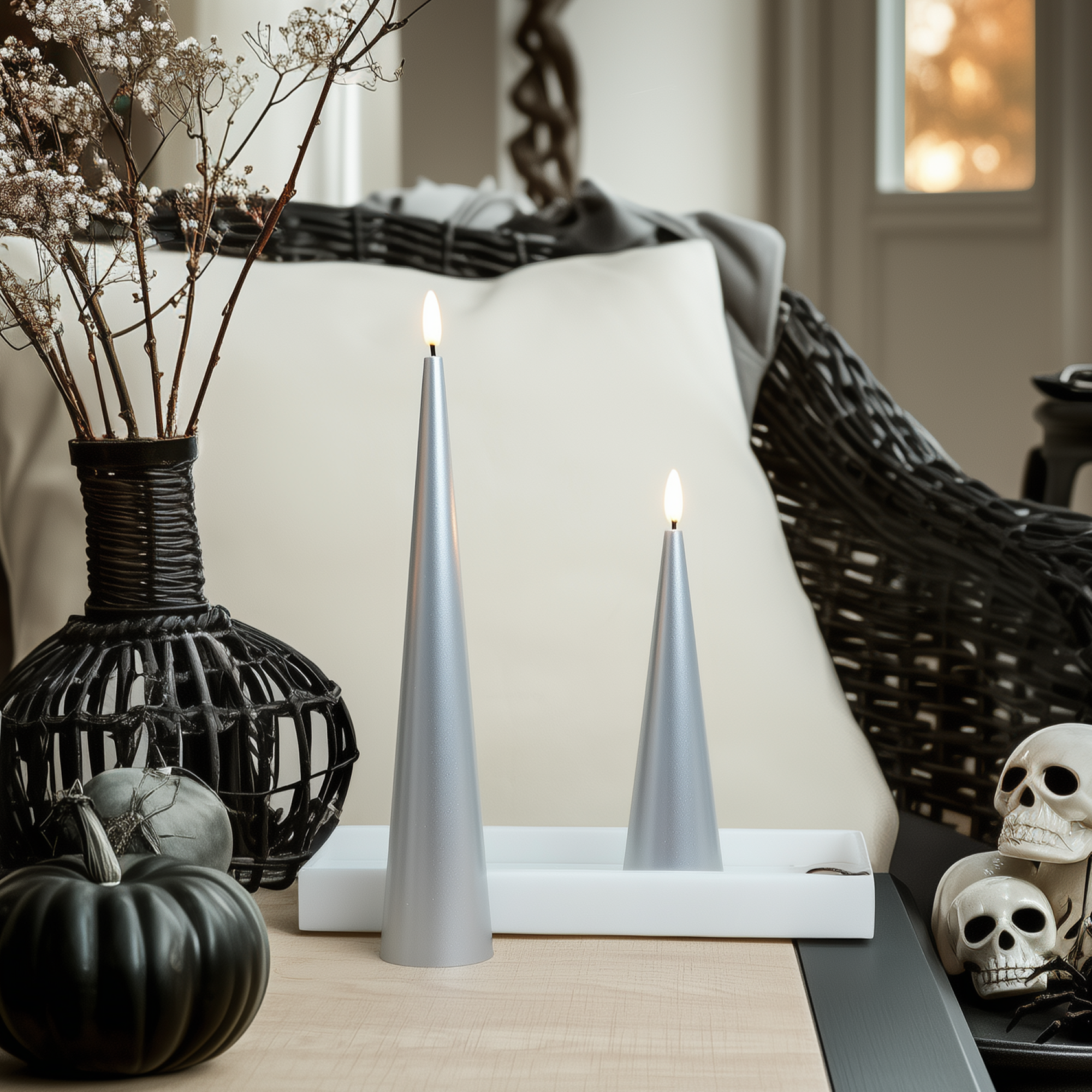 Shiny Cone Candles, Set of 2