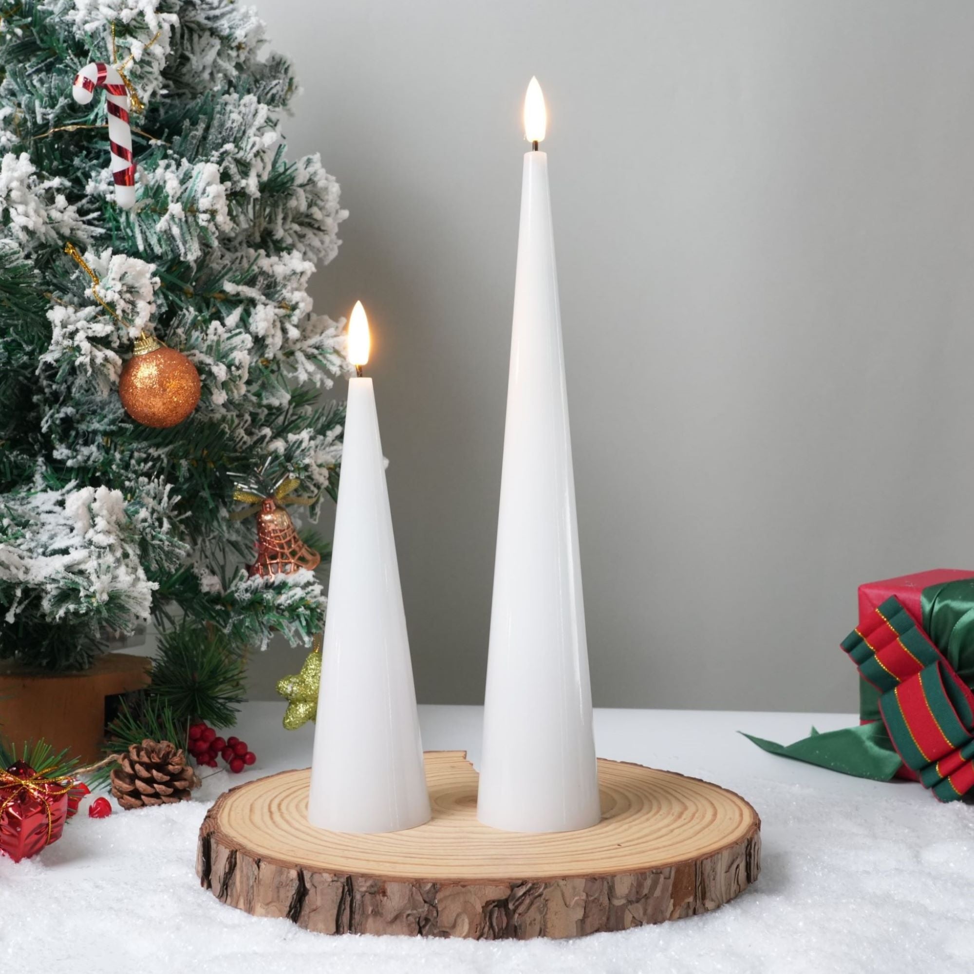 Shiny Cone Candles, Set of 2