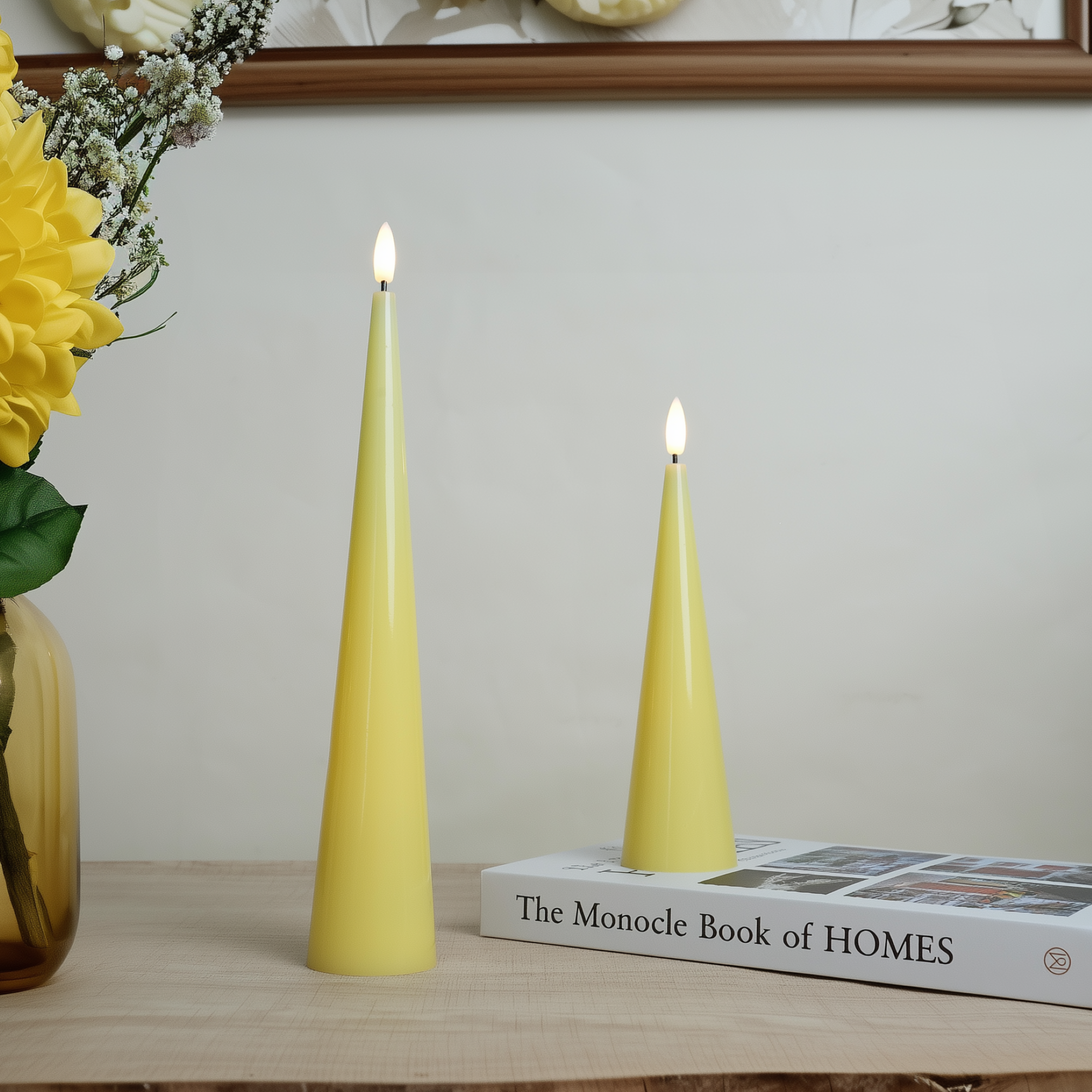 Shiny Cone Candles, Set of 2