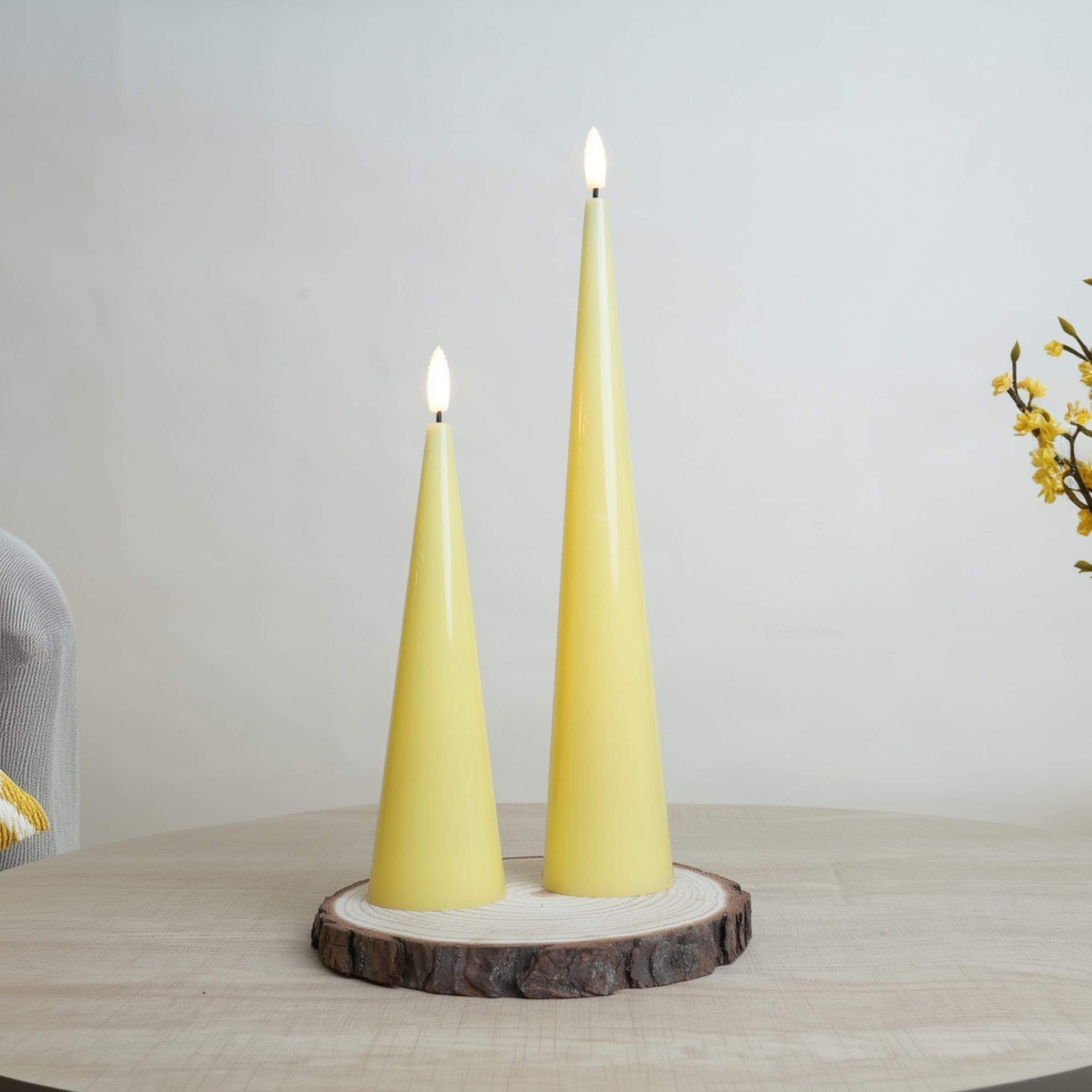 Shiny Cone Candles, Set of 2