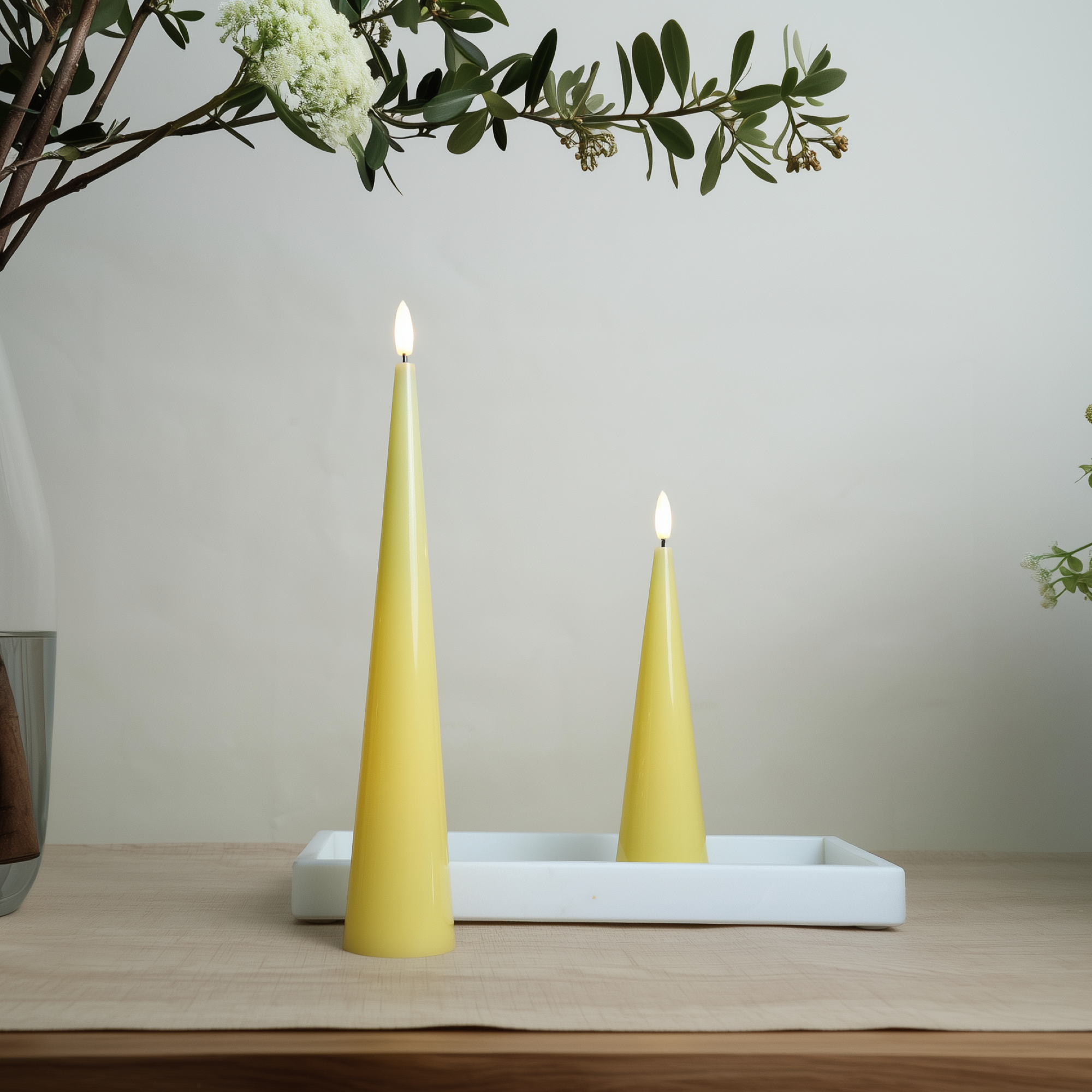 Shiny Cone Candles, Set of 2