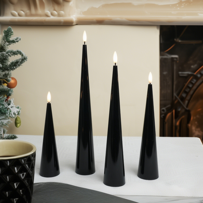 Shiny Cone Candles, Set of 4
