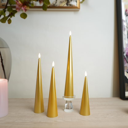 Shiny Cone Candles, Set of 4