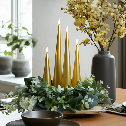 Shiny Cone Candles, Set of 4