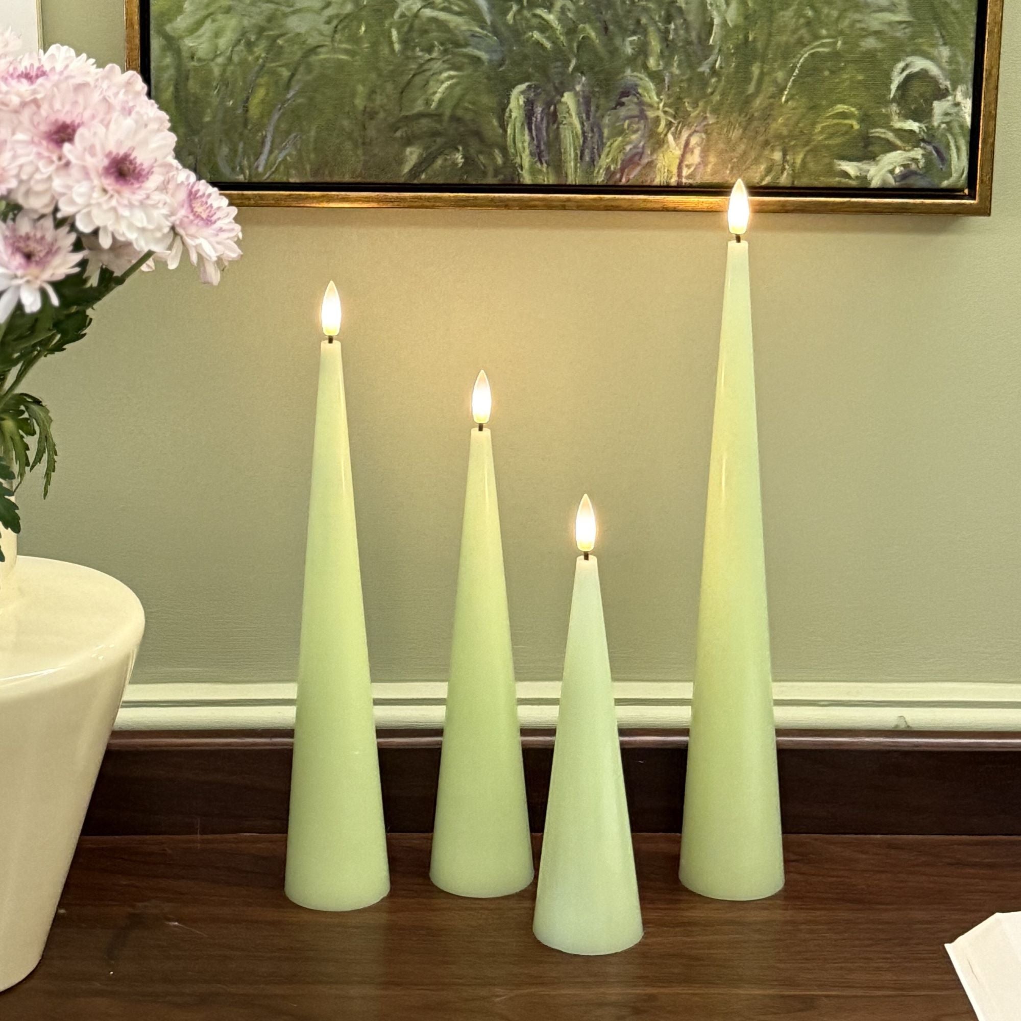 Shiny Cone Candles, Set of 4
