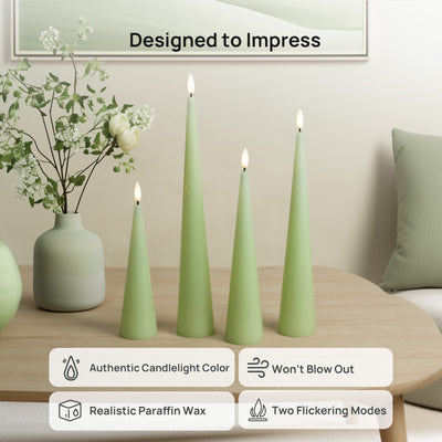 Shiny Cone Candles – Set of 4