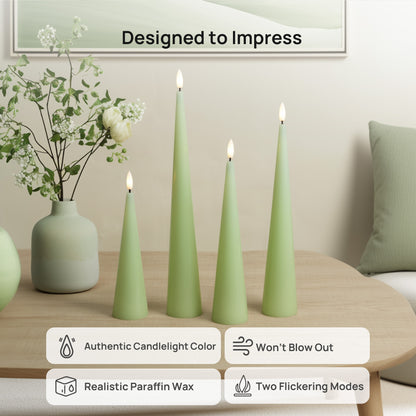 Shiny Cone Candles, Set of 4