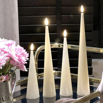 Ivory Cone Candles – Set of 4
